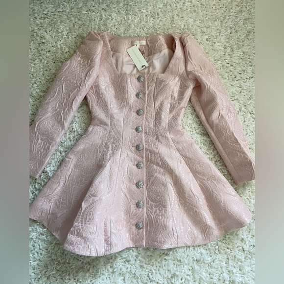 NWT $695 LoveShackFancy Haveri Pink Long Sleeve Mini Dress Coat Jacket - Picture 8 of 15